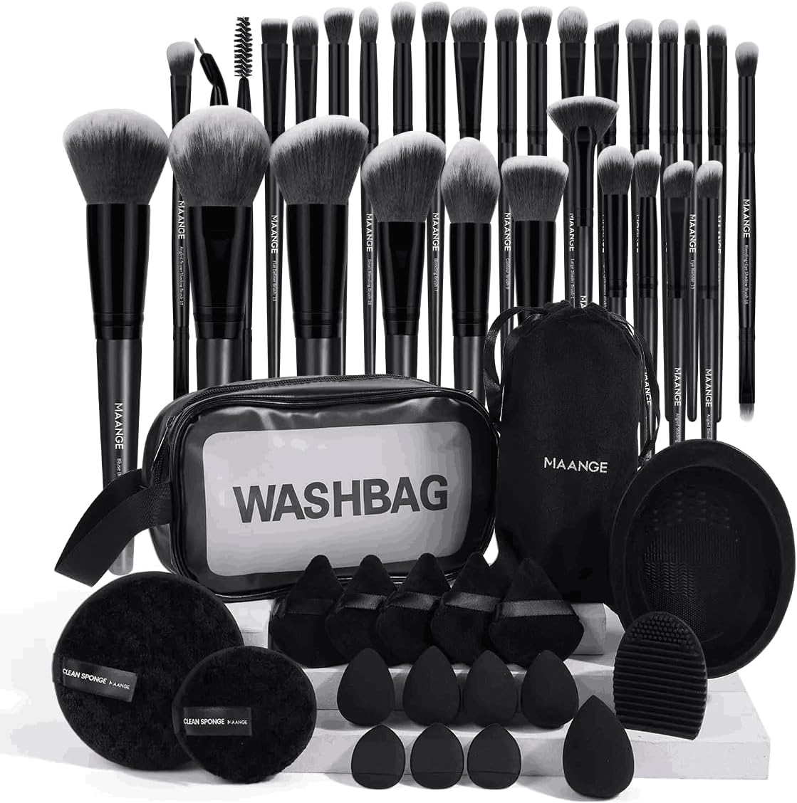 MAANGE Eye Makeup Brushes, 41 Pcs Premium Synthetic Precision Makeup Brush Set Contour Blush Eyeshadow Eyeliner Blending Make up Brush Kit (Pink, 41 Piece Set)