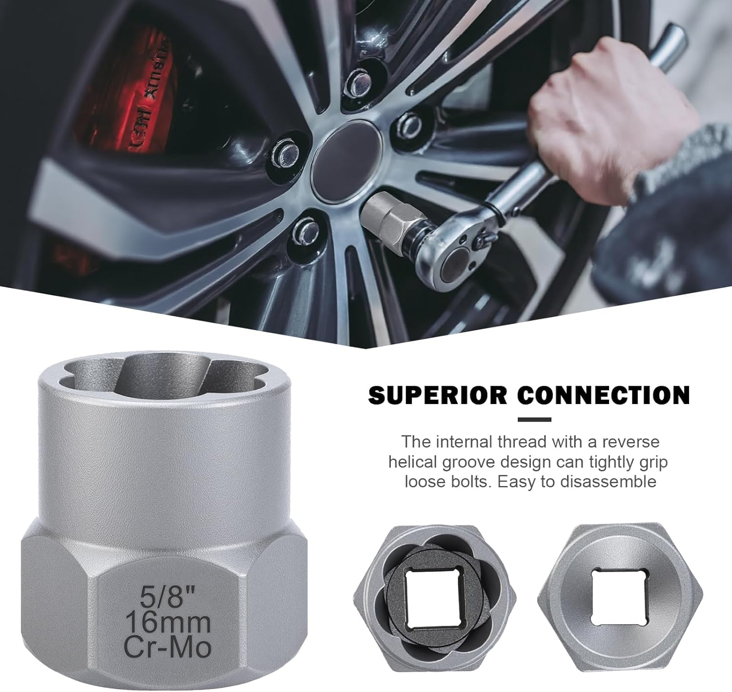 Bolt Extractor Kit, 14 PCS Impact Bolt & Nut Remover Set with 3/8 Inch Adapter, Stripped Nut Remover, Bolt Extractor Socket Set, Easy Out for Rusted, Damaged, round Bolt Nuts Screws image number 6