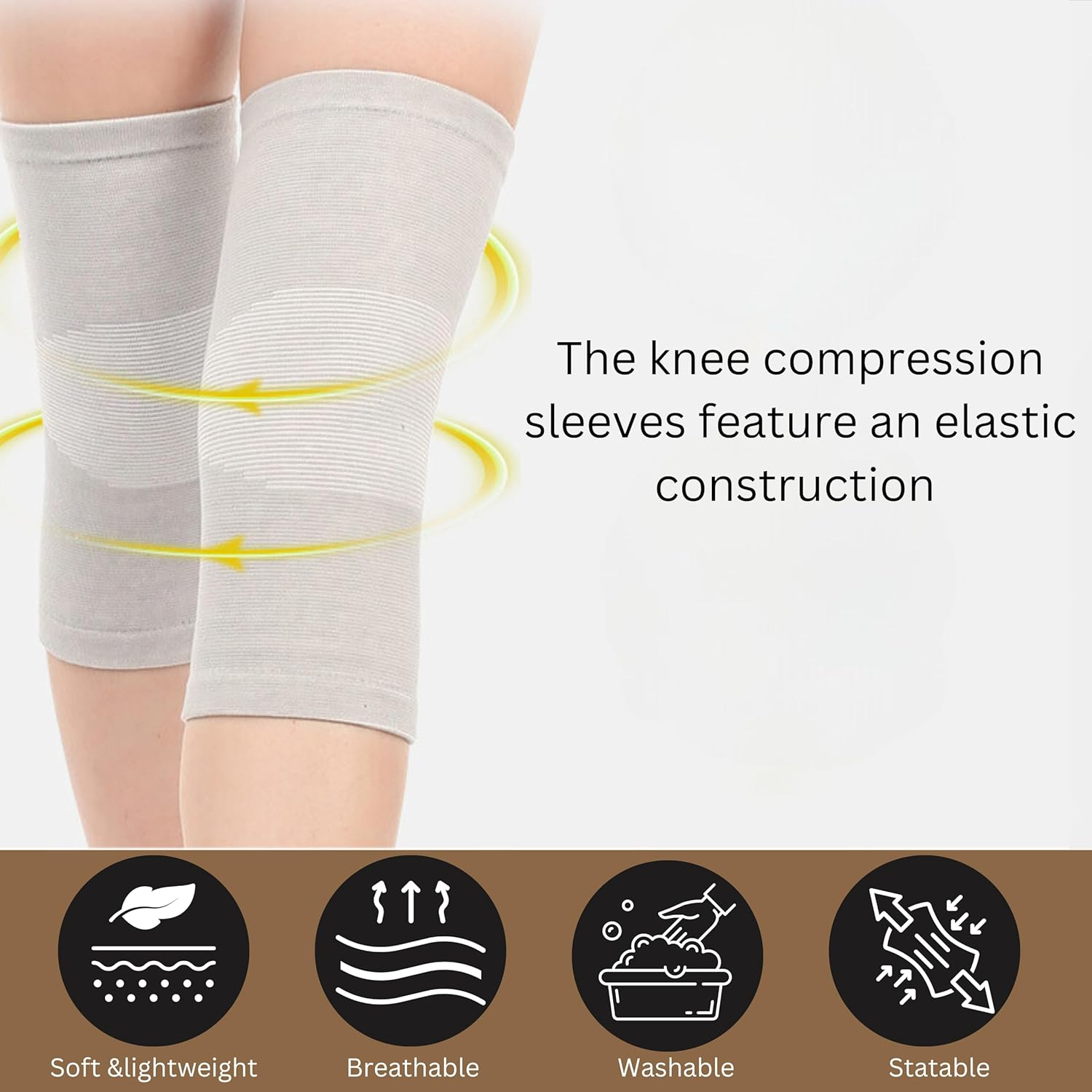 Wonder Care Bamboo Knee Compression Sleeve for Men and Women; Copper Fit Knee Sleeve for Running, Volleyball, Gym Weightlifting Bamboo Knee Brace Made from Bamboo Yarn(Xxl) image number 1