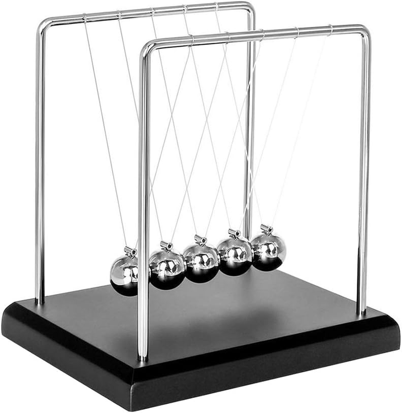 Newtons Cradle Ballsnewton'S Metal Balance Kids Toys with Black Wooden Base Science Kinetic Psychology Game for Office Stress Relief and Intelligence Development image number 5
