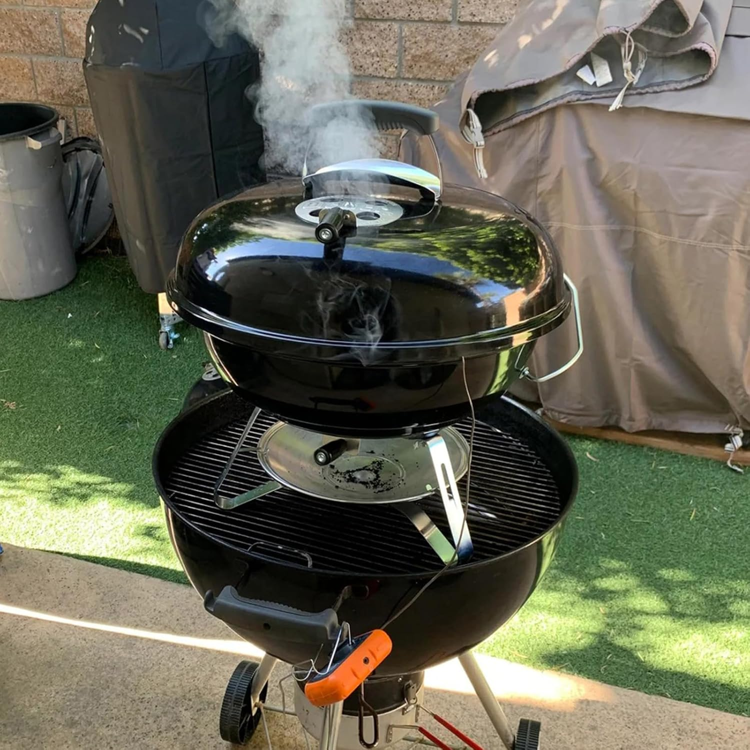 Cool Touch Damper Handle Compatible for Weber Smokey Mountain WSM Kettle Grill,Knob BBQ Smoker Damper Thumb Handle with M8 Male Threaded Stem,Including Step Drill Bit for DIY Installation Convenience image number 2