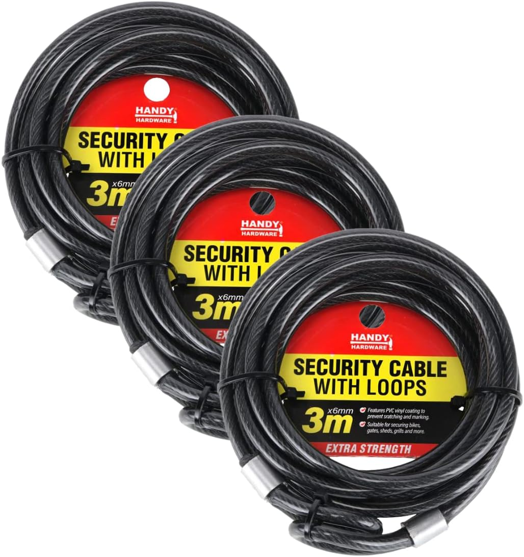 Handy Hardware PVC Security Cable, Black 3 Meter Length X 6 Mm Width image number 3