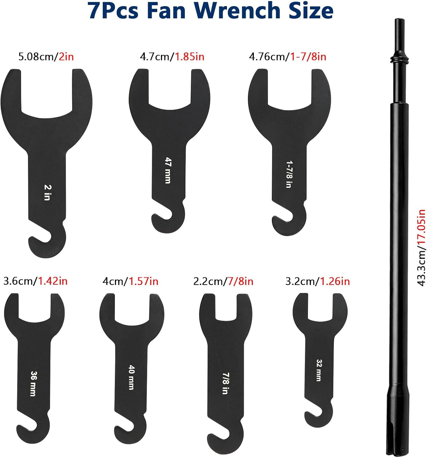 8PCS Fan Clutch Removal Tool Kit, 43300 Pneumatic Fan Clutch Wrench Set, Pneumatic Tools Air Tool Kit Durable Steel Auto Repair Spanner Kit Compatible with Ford, GM, Chrysler, Jeep Vehicles image number 4