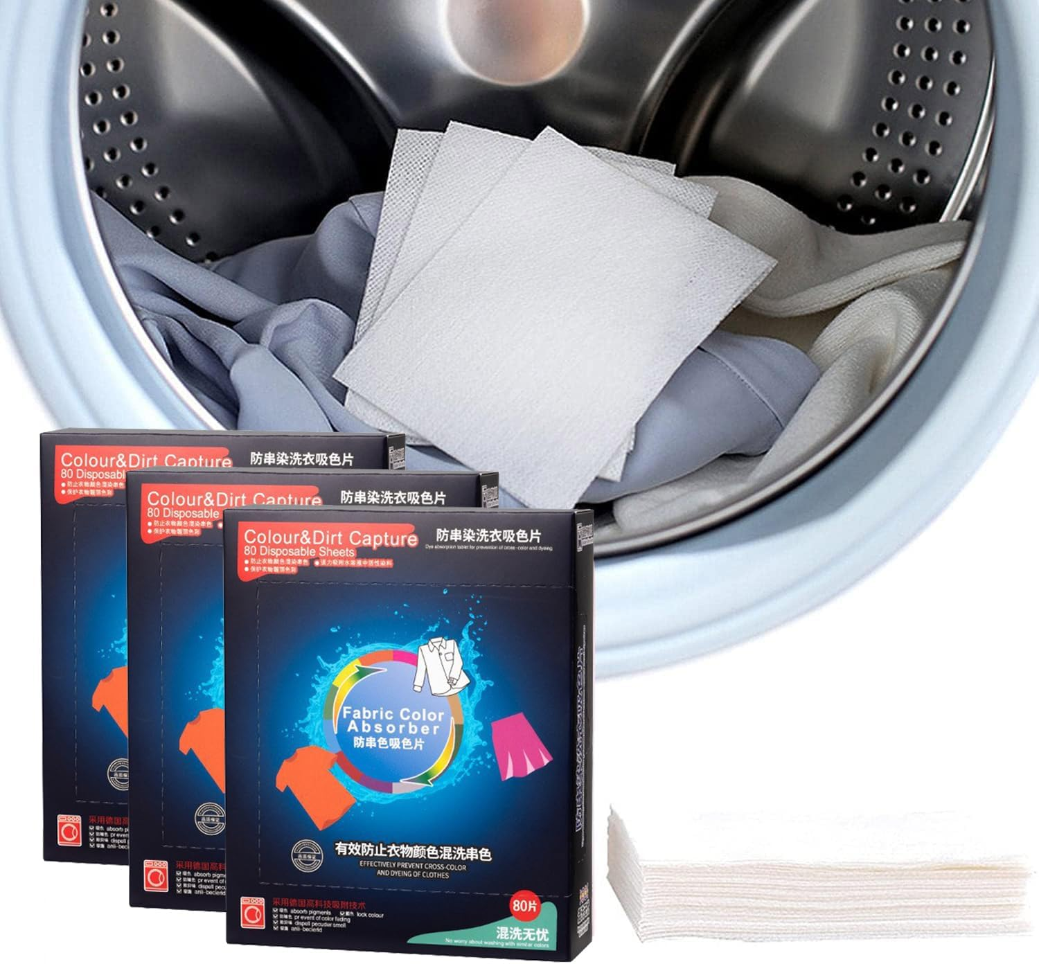 Color Absorber Laundry Sheets 240 Count, Dye Guard Grabber Sheets to Prevent Clothes for Washing Machine, Fragrance Free Color Trapping Sheets for Home or School, Maintain Original Color of Clothing image number 6