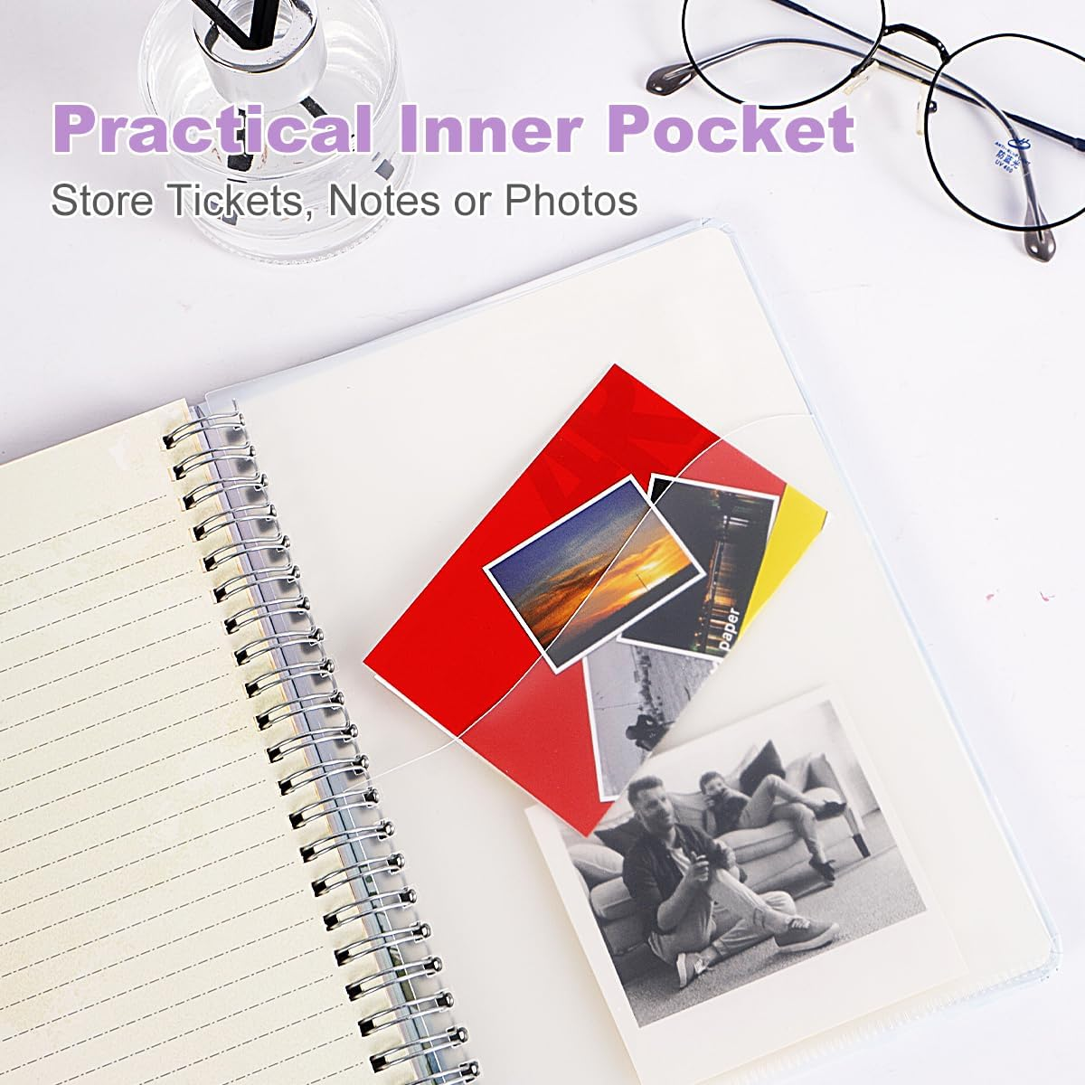 SIIXU Floral Spiral Notebook​​ - A5 College Ruled Journal with 160 Colorful Pages for Poetry, Work Notes & Daily Writing, Blue, Hardcover - Pink image number 3