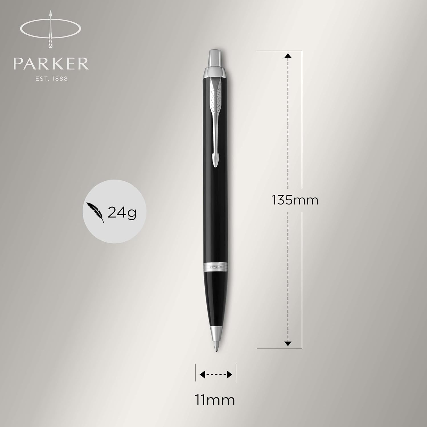 PARKER IM Ballpoint Pen, Black Lacquer Chrome Trim with Medium Point Blue Ink Refill (1931665) image number 4