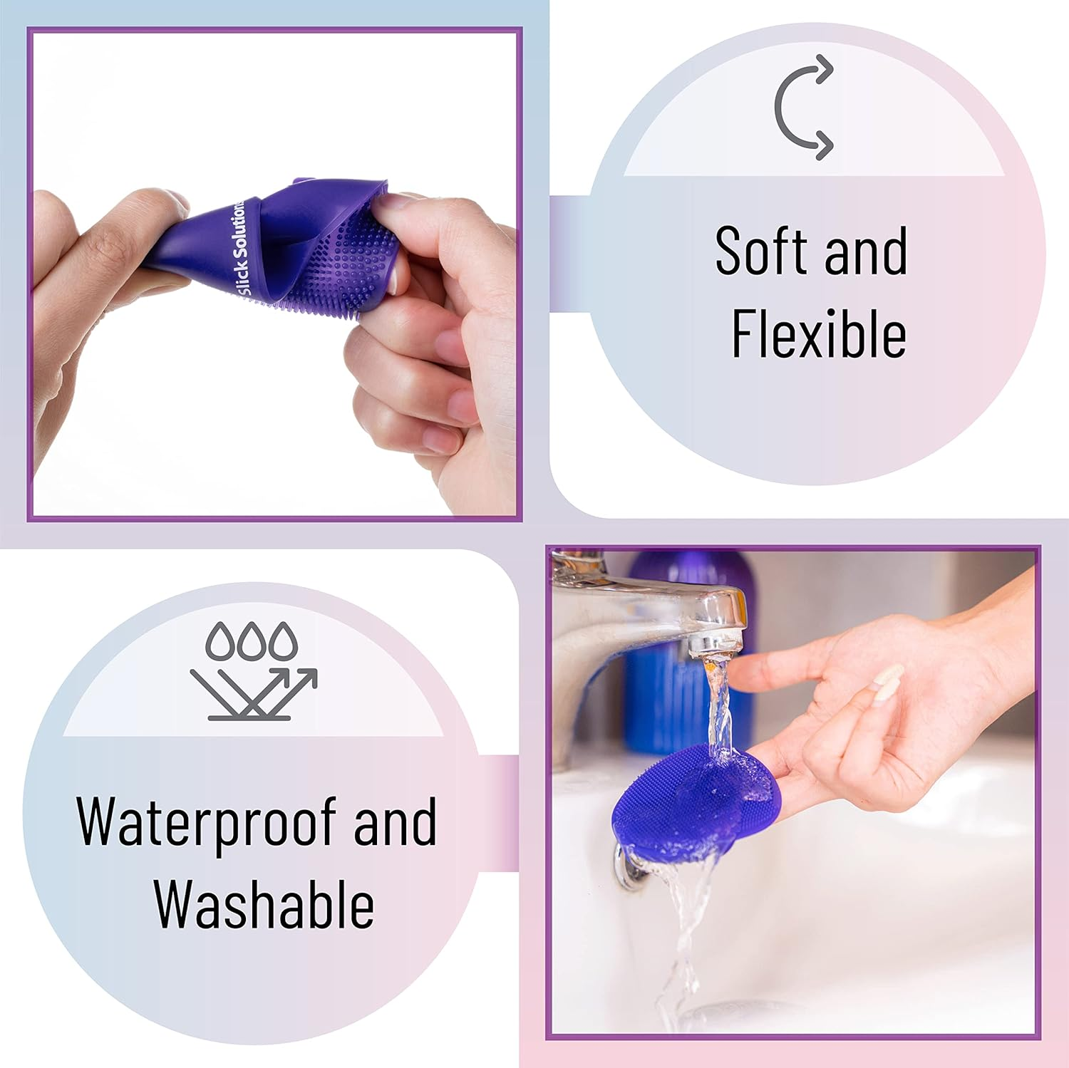 Slick- Silicone Facial Cleansing Brush, 4 Pack, Silicone Face Scrubber Exfoliator image number 5