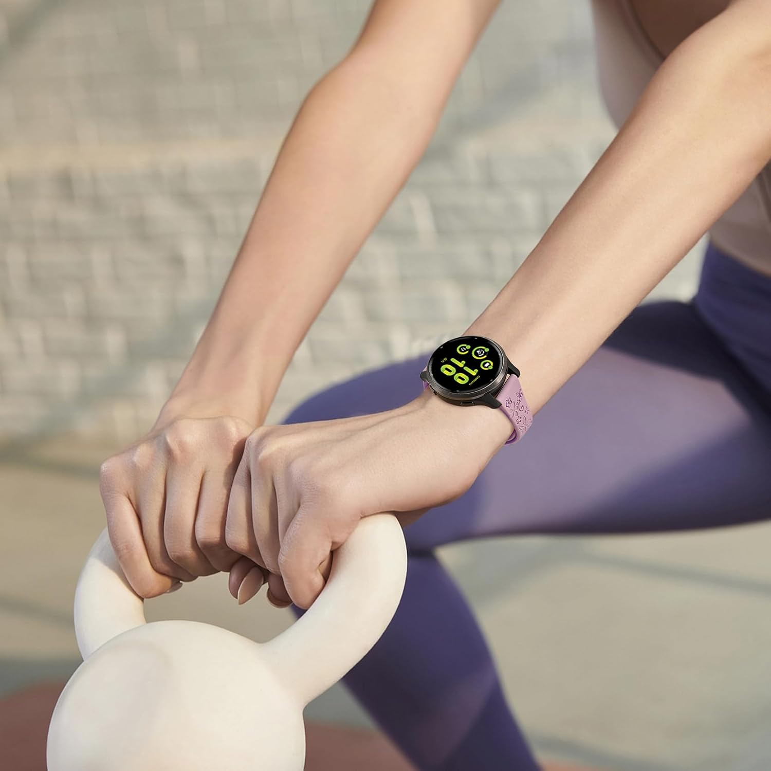 20Mm Floral Engraved Band Compatible with Garmin Vivoactive 5 Watch Band/Vivoactive 6/3/3 Music/Venu Sq 2/Venu/Venu Sq, Soft Slim Silicone Cute Embossed Strap for Forerunner 55/165/245/645 image number 1