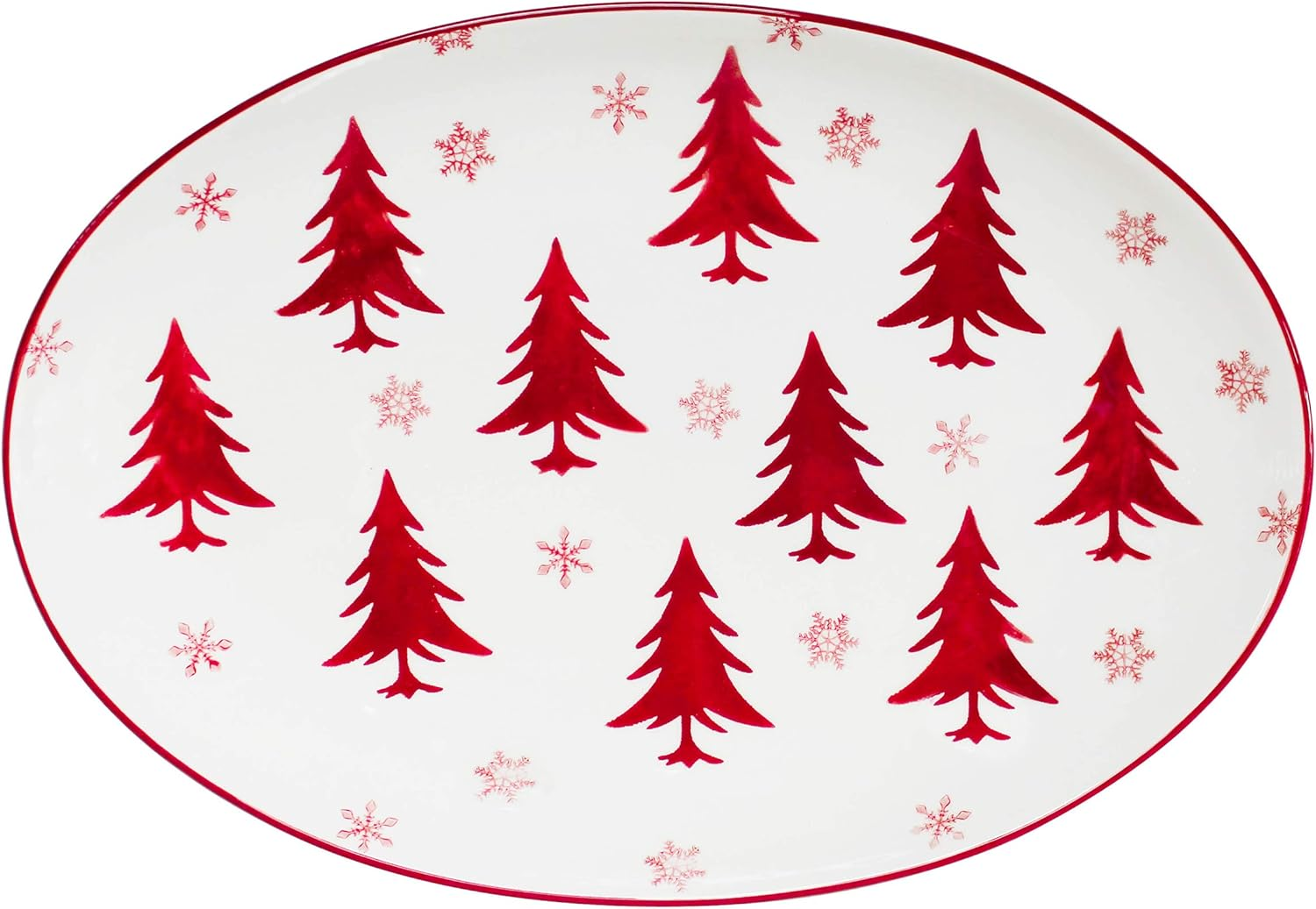 Euro Ceramica Winterfest Collection Festive Ceramic Wavy Edge Candy/Snack Bowls, 3 Piece Set, Assorted Hand-Stamped Holiday Designs, Red & White image number 5