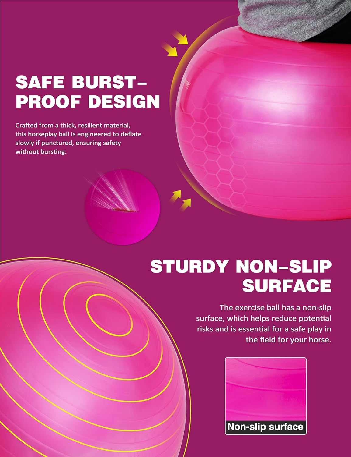 Harrison Howard Howdy Bally Mega Horse Play Ball Anti-Burst Giant Horse Ball 22 Inch-Magenta image number 3