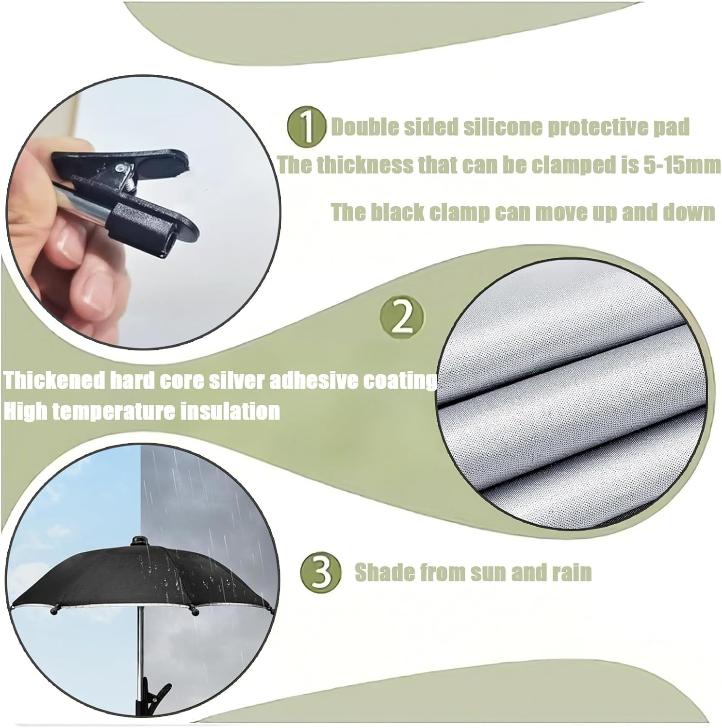 Phone Umbrella Sun Shade for Smartphones - Universal Clip-On Anti-Glare Cover for Beach, Hiking & Driving | Portable UV Protector for Iphone, Samsung & All Mobile Screens (22X27Cm, Foldable) - Black image number 2