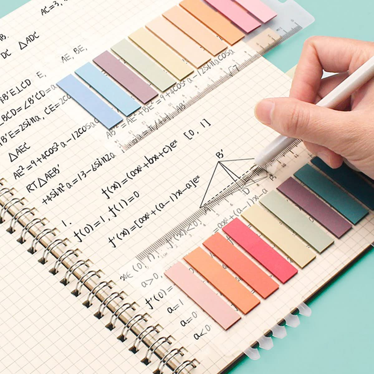 US 1200Pcs Sticky Note Tabs 60 Colors Writable Page Sticky Notes Waterproof PET Page Markers with Ruler Transparent Self-Adhesive Classify File Label Memo Stickers for Office School(Morandi) image number 6