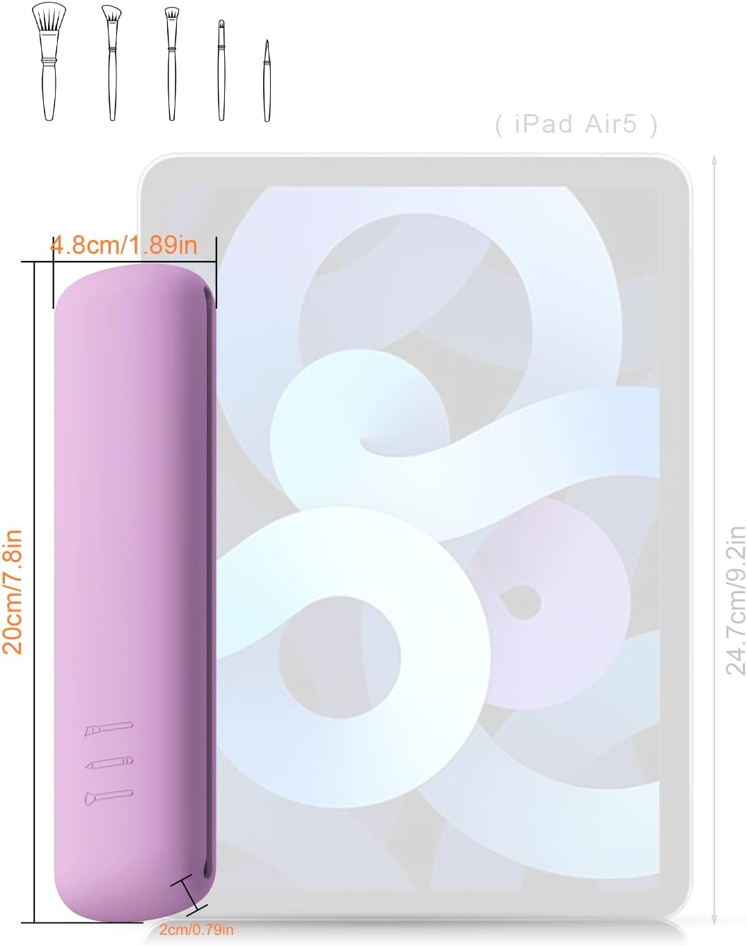 BEZOX Travel Makeup Brush Holder with Strong Magnetic Buckle, Silicone Make up Brush Pouch Case, Cosmetic Brush Mini Bag - Violet image number 2