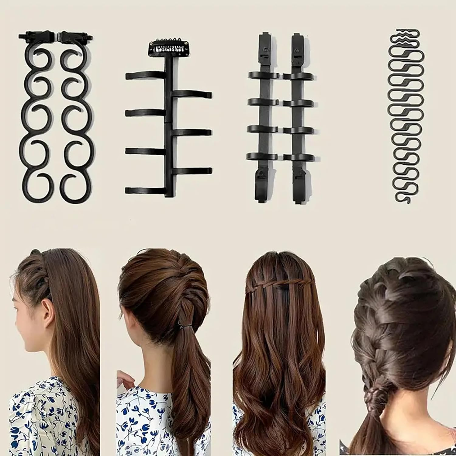 French Braid Tool,Ergonomic Multipurpose Hair Styling Set - Girls Hair Braiding Kit, Gentle Hair Braider Supplies for Weddings, Travel