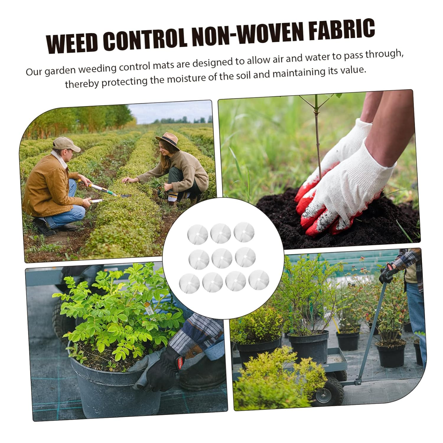 10Pcs Gardening Control Cloth Weeding Barrier Orchard Ground Cloth Non-Woven Long-Life Breathable for Garden Farm