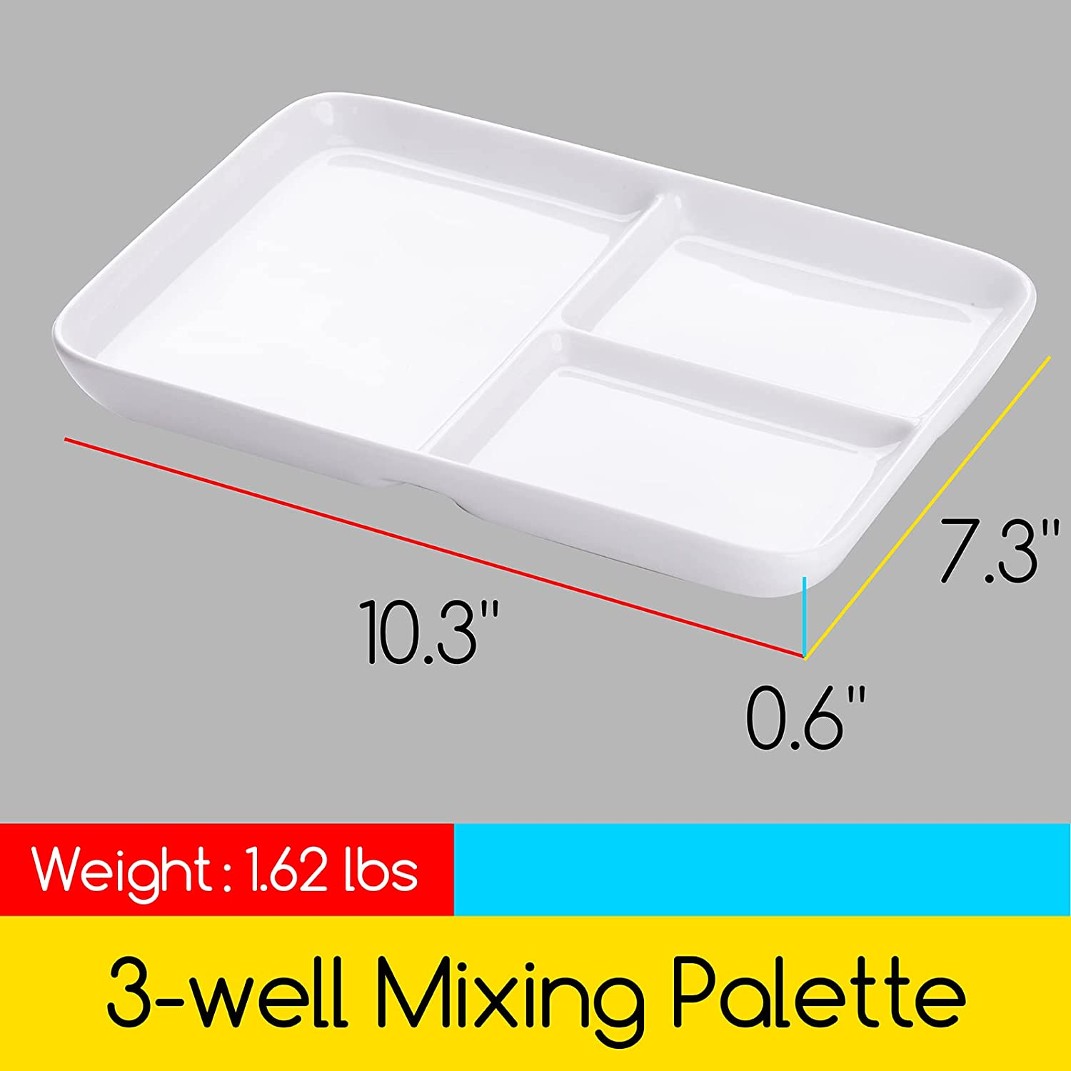 MEEDEN Ceramic Artist Paint Palette, Porcelain Watercolor Palette, 26&times;18 Cm Ceramic Mixing Tray for Watercolor Gouache Painting image number 5