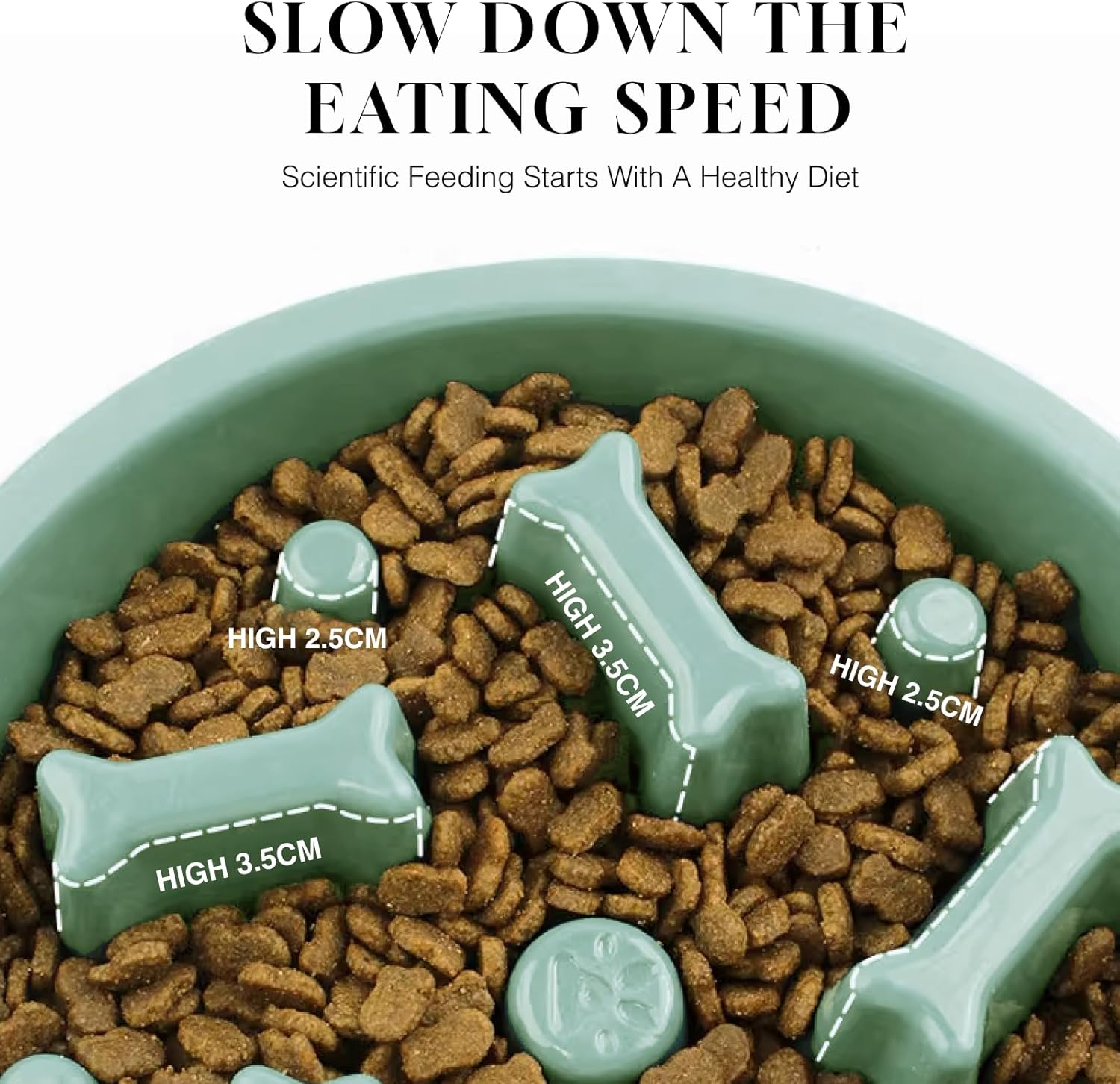 Large Slow Feeder Dog Bowl, Anti-Gulping Puzzle Bowl with Non-Slip Base, Designed to Reduce Bloating and Overeating for Medium and Large Dogs, Durable PP Material, Light Green image number 3