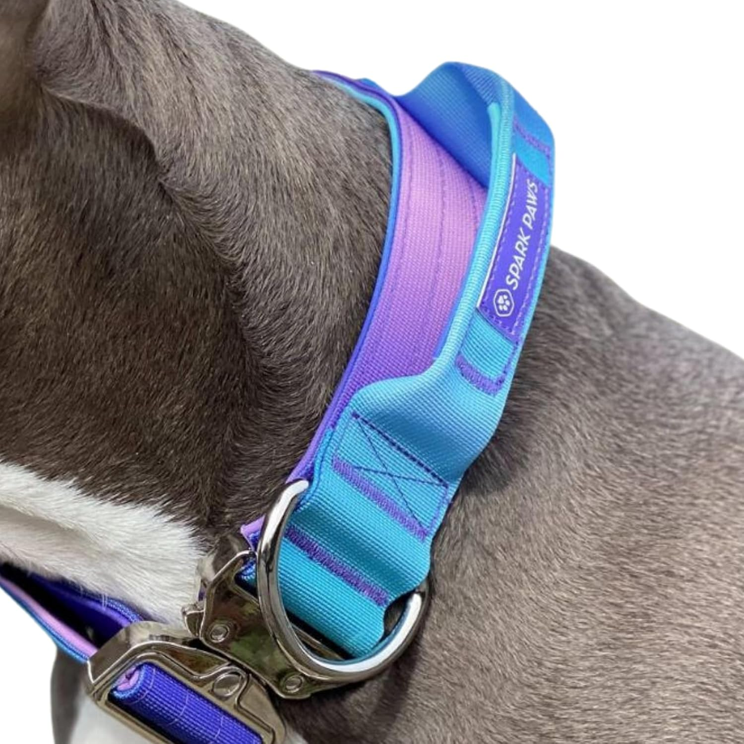 Spark Paws Tactical Dog Collar - Premium Quality Collar for Your Canine Companion - Gradient Blue Purple &ndash; Size S (5Cm) image number 6