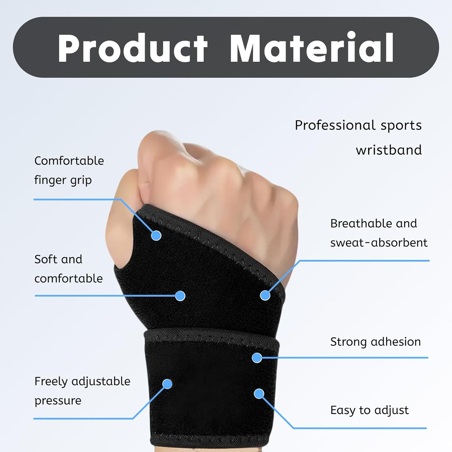 2 Pcs Premium Wrist Braces Adjustable Compression Support for Tendonitis, Carpal Tunnel Gym Workouts. Breathable Neoprene Stabilizers for Pain Relief Fits Men Women Black image number 3