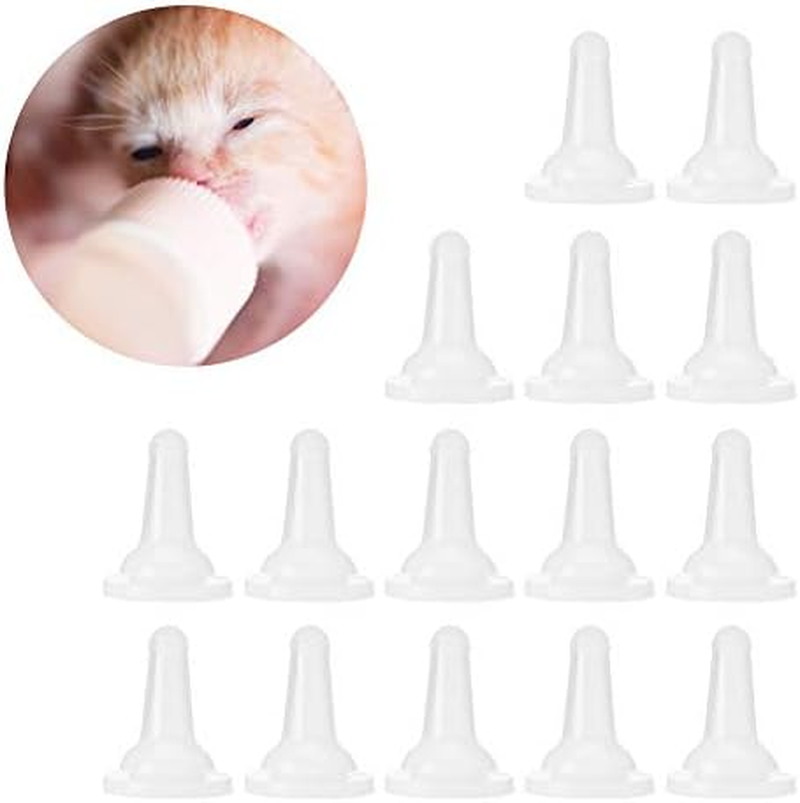 Pet Feeding Bottle Nipple, Replacement Nurser Nipple Silicone Pet Silicone Nipple, Safety Pack of 15 for Puppies, Small Animals, Kittens, Small Cats image number 6