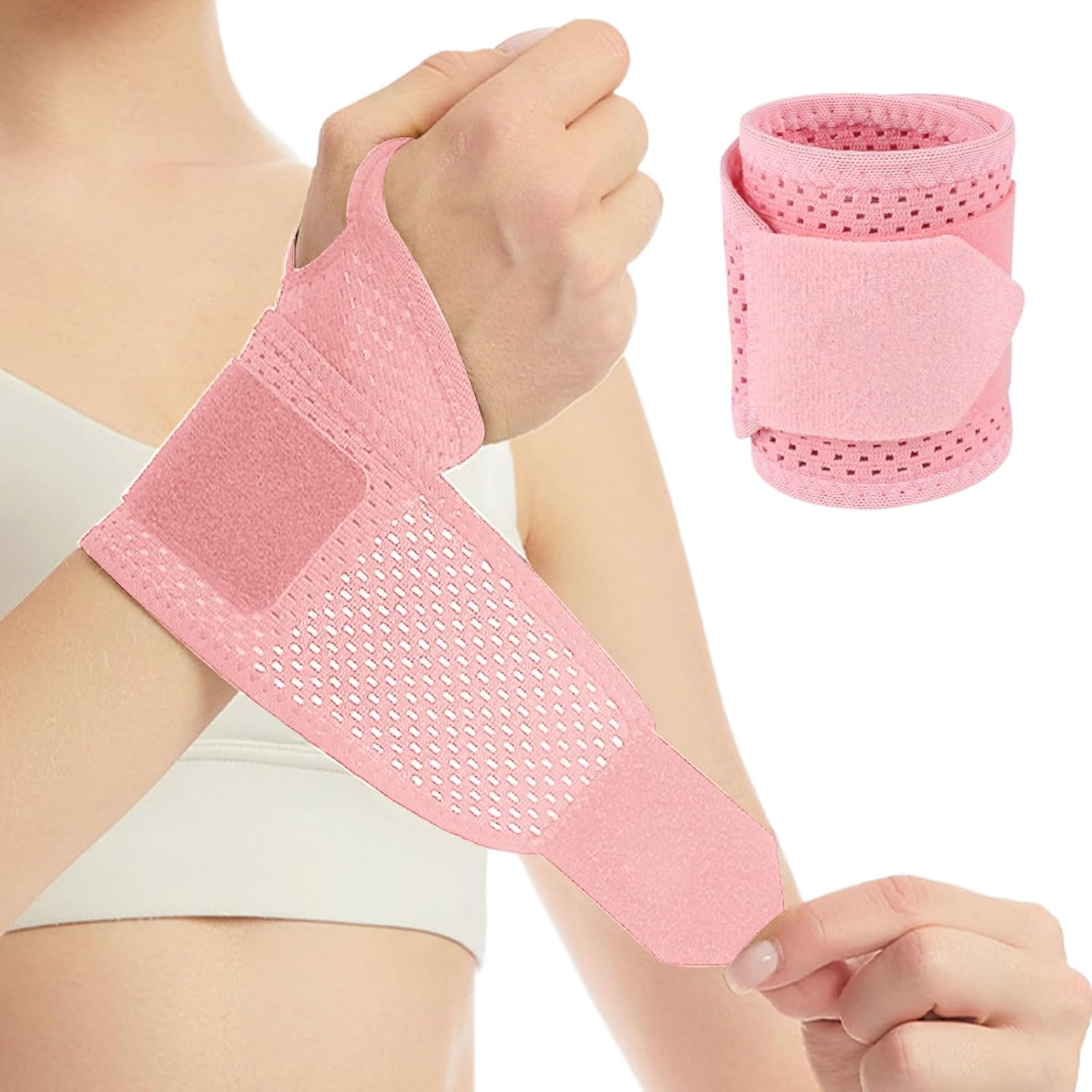 Wrist Bandages Fitness, Breathable Bandage Wrist for Wrist Sprains for Tendonitis or Sports for Left or Right Hand (Black)