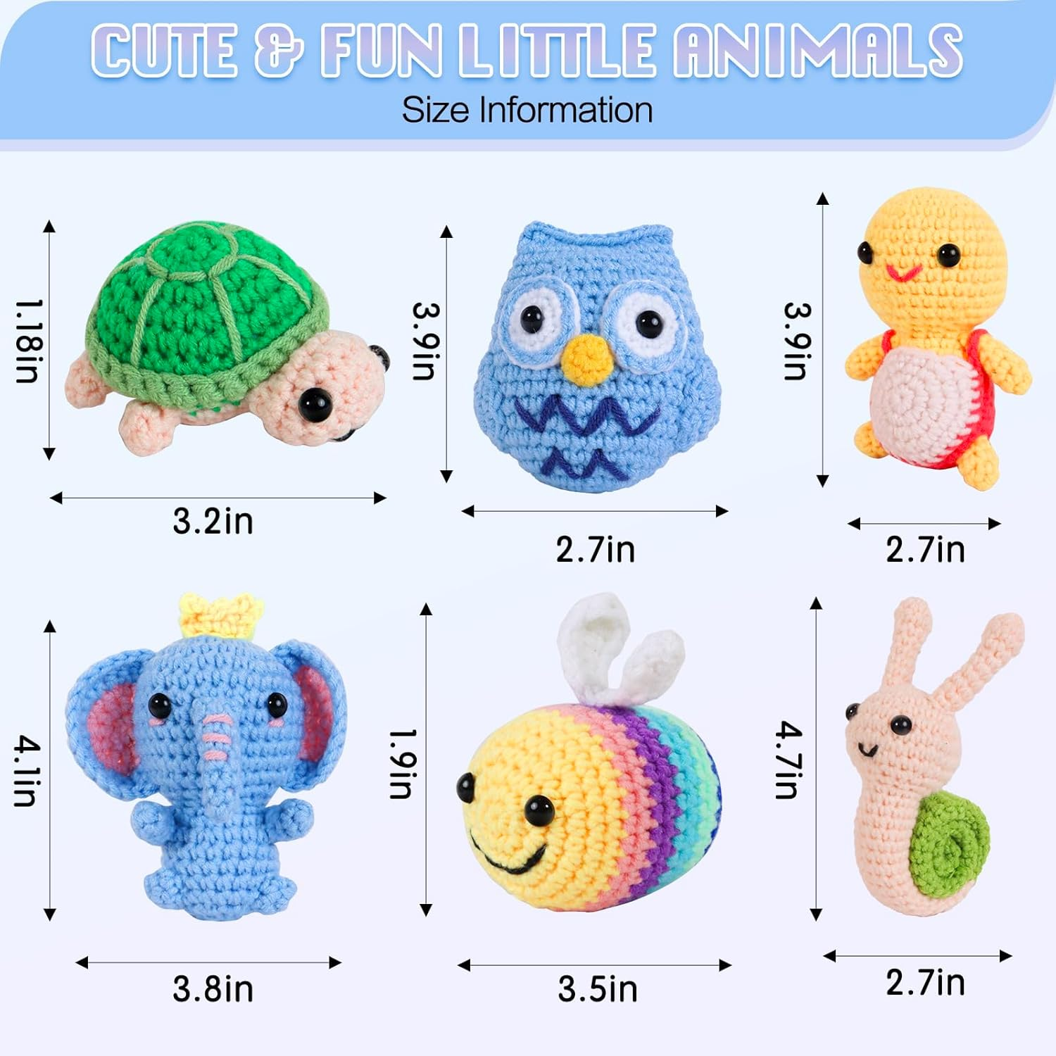 ZOCINS Crochet Animal Kit for Beginners, 6 Pcs DIY Knitting Kit for Beginners Kids Adults, Complete Crochet Starter Set to Make 6 Cute Animals with Step-By-Step Video Tutorials