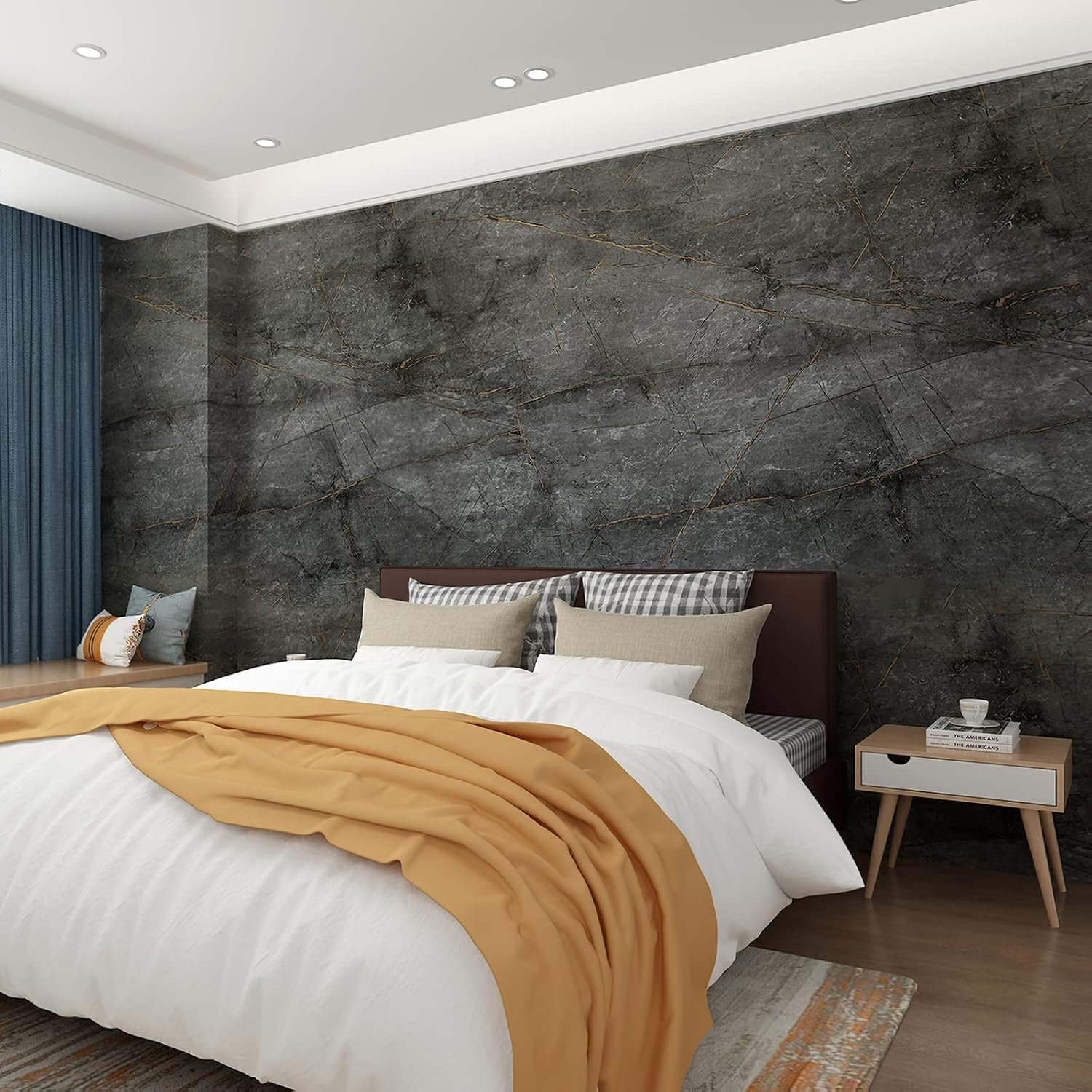 40Cmx3M Grey Stained Gold Marble Peel and Stick Wallpaper Self Adhesive Removable Waterproof Cabinet Vinyl Wrap Faux Granite Textured Glossy Contact Paper Modern Wall Stickers for Furniture Countertop image number 4