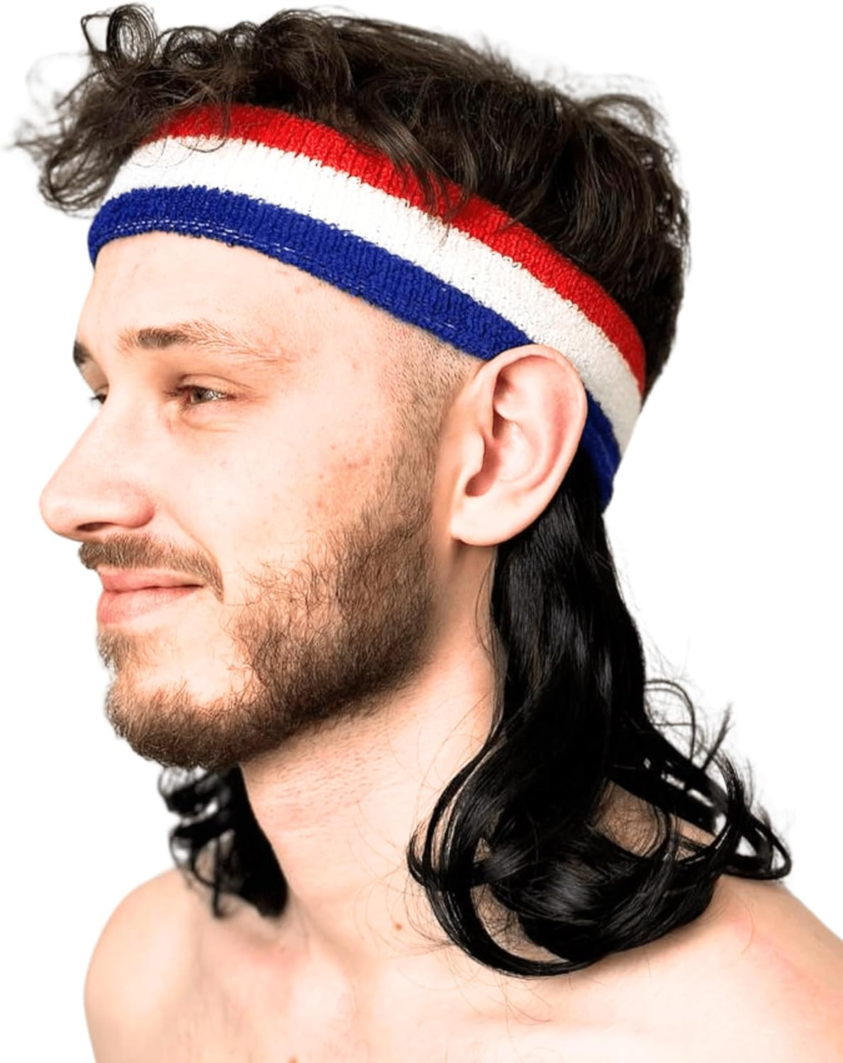 ALLAURA Mullet Headband Wig | 80S Wig Men Mullet Wig Men &mdash; One Size (Headband Included) (Black) - Blonde image number 6