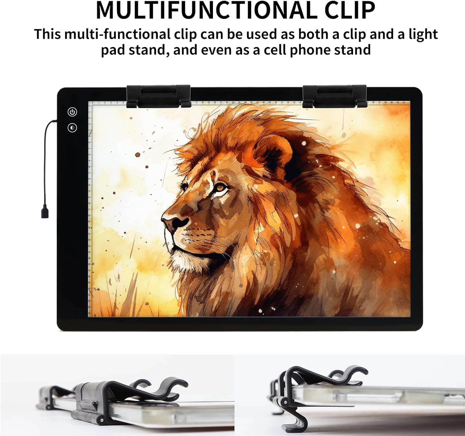 Upgraded Rechargeable A2 Light Pad, TOHETO 5200Mah Battery Powered Large Tracing Light Box, 6 Levels & Stepless / 3 Colors Super Bright Light Board for Diamond Painting, Tattoo Drawing, Sketching image number 6