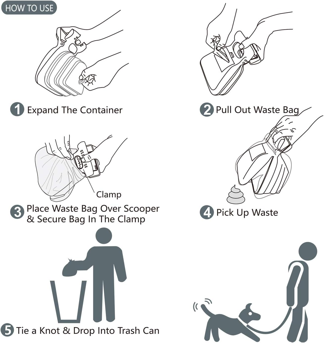 Pooper Scooper for Dog, Large Medium Small Poop Scoop with 30Pcs Bag Attachment, Portable Dogs Waste Hands Free Outdoor Travel Walk Handheld Pickup image number 4