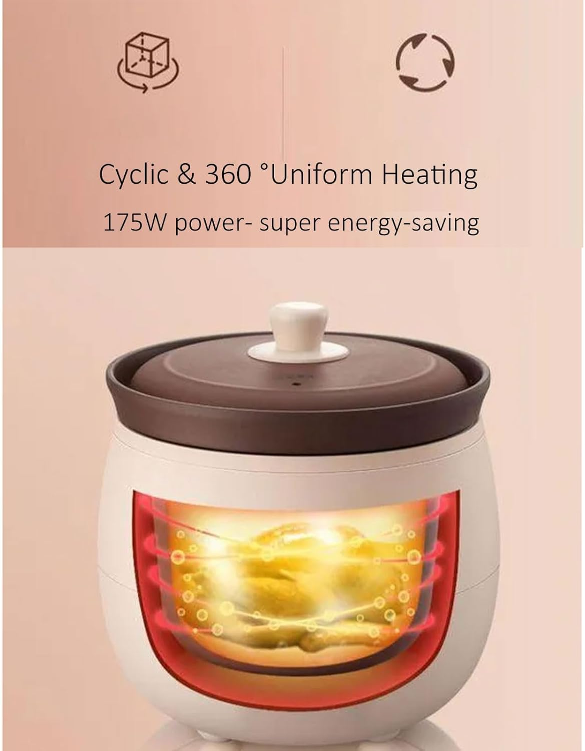 2L Electric Stew Pot,Home Multifunctional Auto Slow Cooker Ceramic, Energy Saving, 9.5 Hours Reservation, 8 Menus Healthy Cooker, Suitable for Stewing Soup, Bird'S Nest, Baby Porridge image number 4