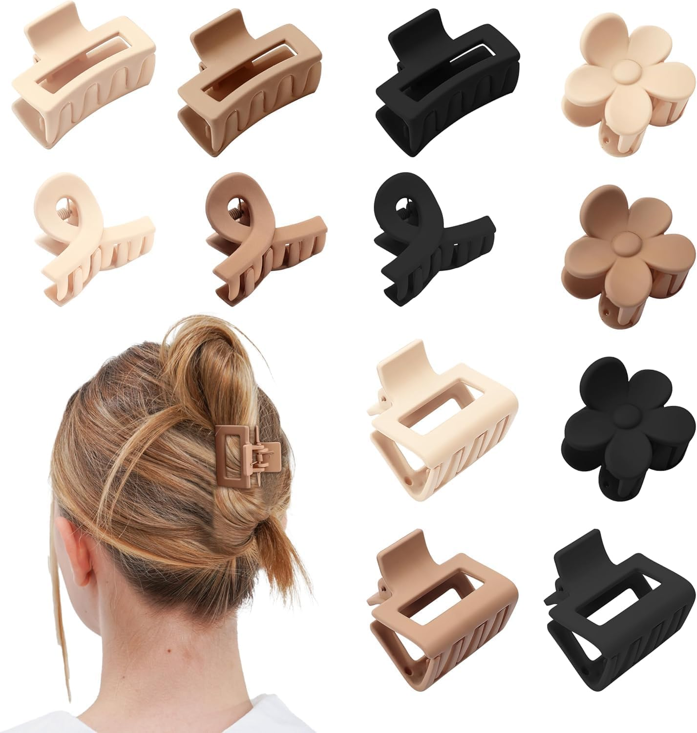 12Pcs Small Hair Clips Matte Medium Claw Clips for Women and Girls Small Claw Clips for Thin/Medium Fine Hair Strong Hold Jaw Clips Non-Slip Cute Mini Hair Clips