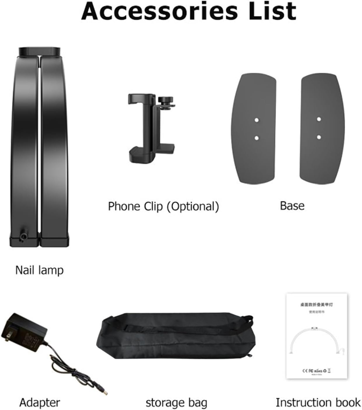 SMOCTAR Crescent Moon Lamp for Nails, 74 Cm Foldable LED Nail Table Lamp for Nail Tech with Phone Holder, Crescent Moon Light, Aesthetician Eyelash Light for Tattoo, Black image number 2