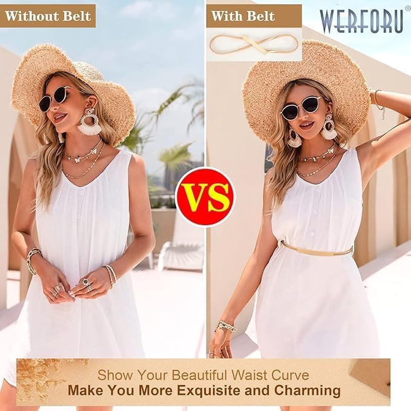 Women'S Tight Metal Belt Elastic Chain Belt Thin Waist Belt, Elastic Belt Dress, Metal Chain Belt Dress image number 3