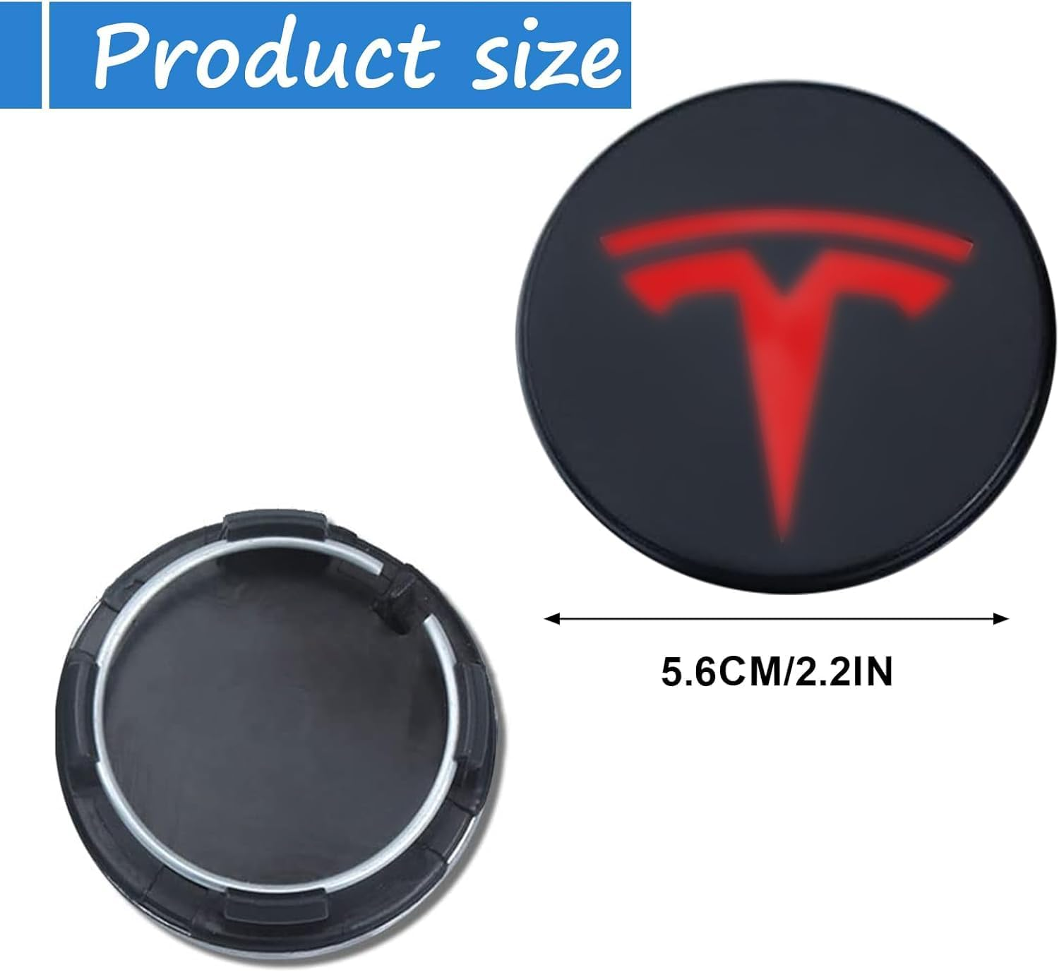 Hub Center Cover Kit, Including 4 Hub Center Covers, 20 Black Nut Covers and a Puller for Removal, Suitable for Tesla Model Y/Model 3 (Red) -Mecus image number 1