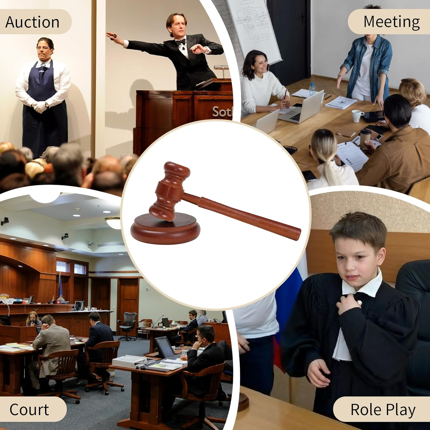 Wooden Judge Hammer & Sound Resonance Block Set, Gavel Auction Hammer, Judge Hammer, Gavel Lawyer Gift Hammer, Attorney Auction Sale Hammer for Auction Selling by Judges Associates Sale Meetings (1) image number 2