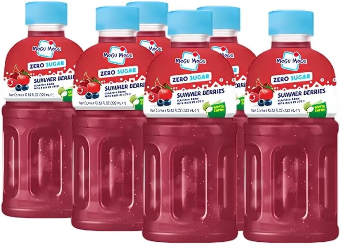 Mogu Mogu Summer Berries Drink with Nata De Coco | Fruit Juice with Chewy Jelly Pieces | Asian Drink for Kids and Adults | 320Ml Bottle Pack of 6 image number 2