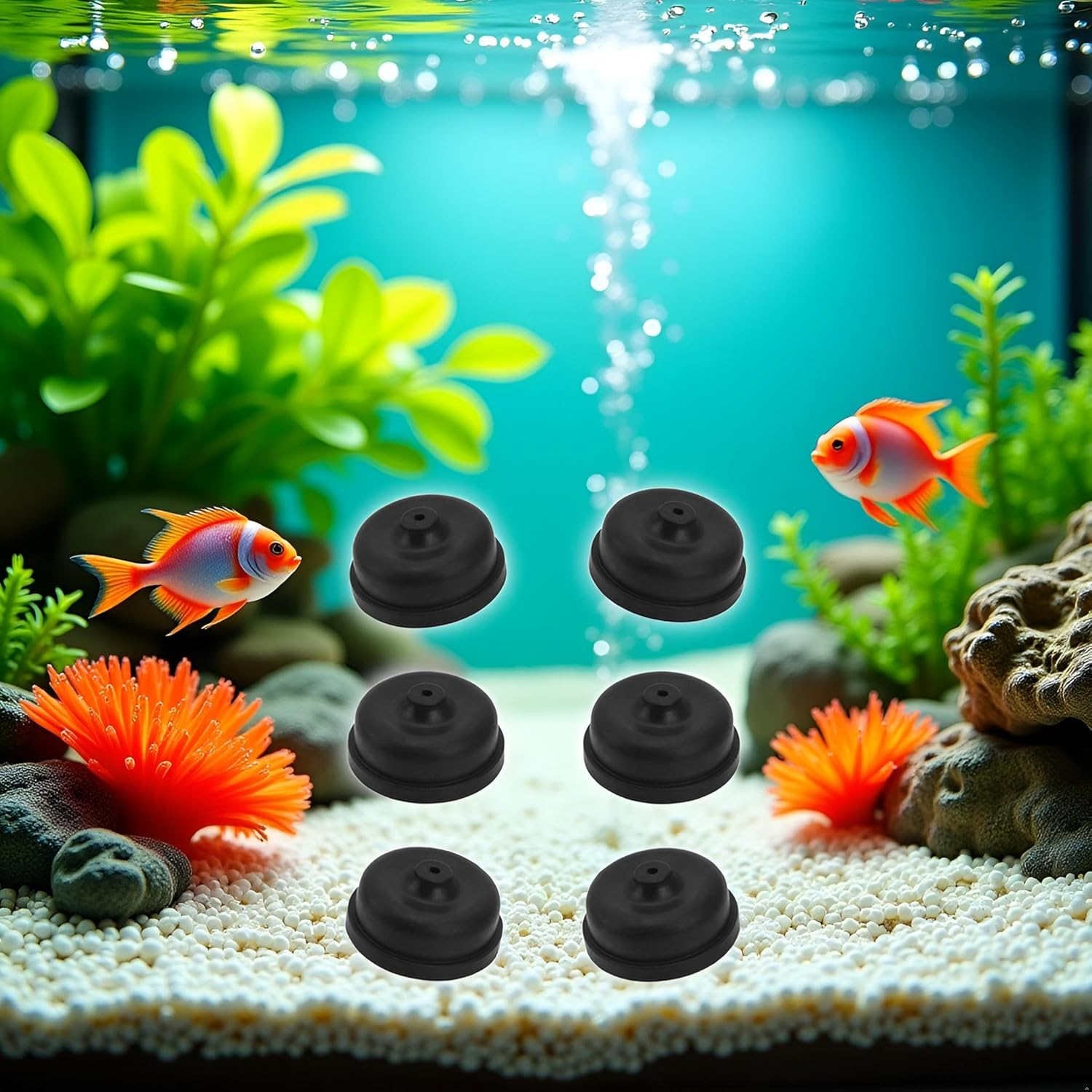 6Pcs Black Aquarium Diaphragm Air Pump Accessories EPDM Rubber Oxygen Pump Replacement Parts for Aquarium Fishing Oxygen Pump Aquarium Diaphragm Silicone Cup Parts Reolacements Fish and Aquatic Pets image number 2