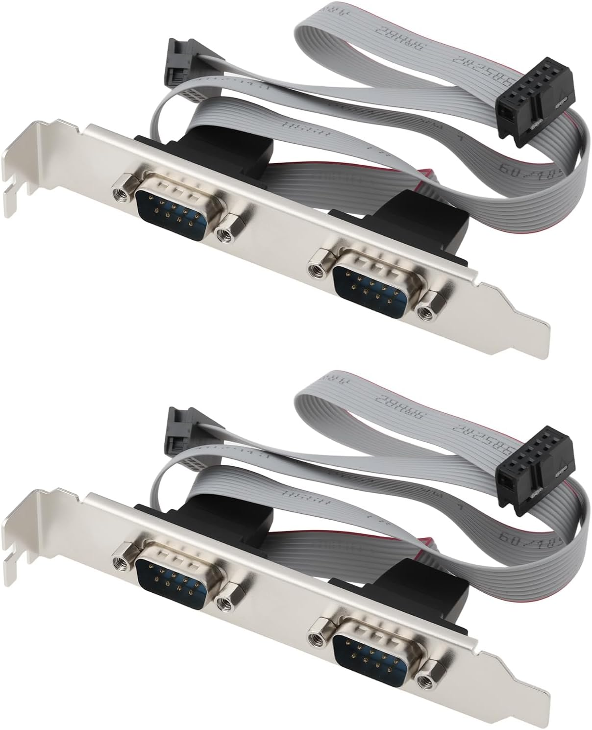 2Pcs DB9 Male COM Port to IDC 10Pin Serial Cable 2-Port Serial RS232 for Computer Motherboard, 30Cm image number 4