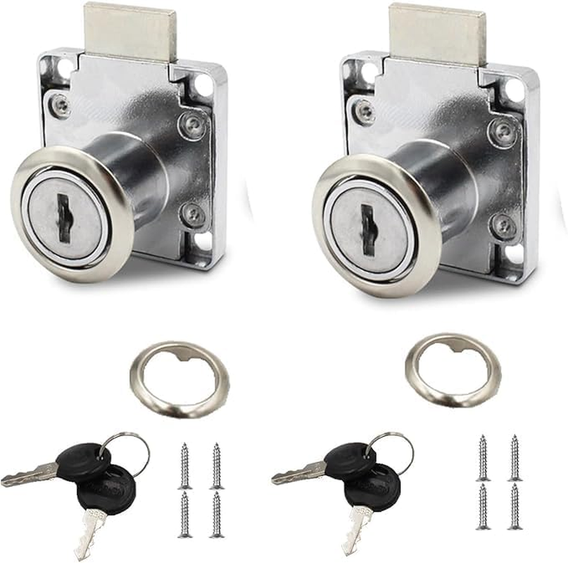 2 Packs of Drawer Locks, Cabinet, Mailbox Locks with Different Keys, 22Mm Cylinder Deadbolt, Desk with 4 Keys, Furniture for Furniture Cabinets, Wardrobes, Desks, Etc. image number 4