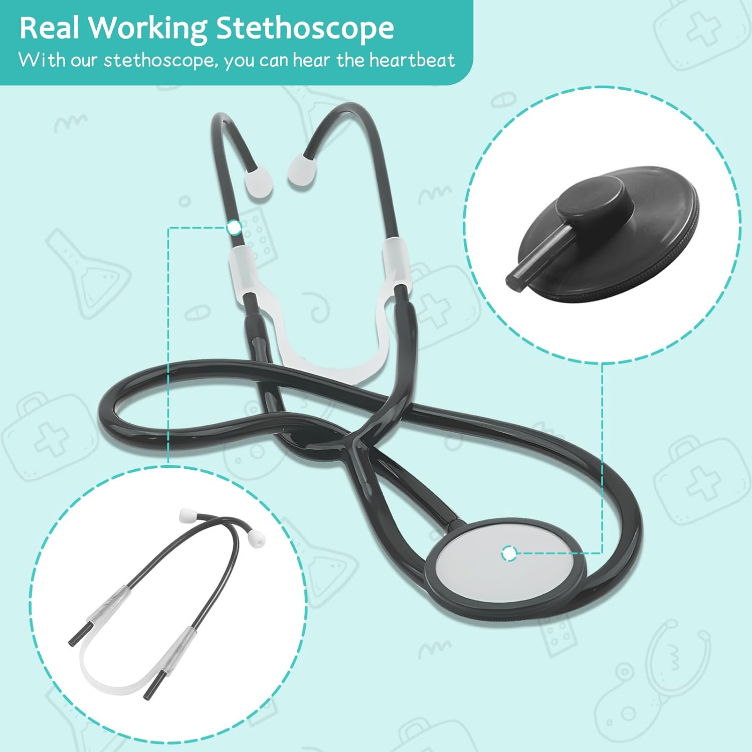 Kids Doctors Outfit,Kids Dress up Costumes,Child Role Play Costumes Unisex,Doctor Fancy Dress Costume,Doctor and Nurse Costume for World Book Day Halloween Cosplay Party (Blue, 120) image number 2