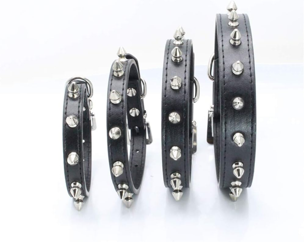 Serijoars Spiked Dog Collar Spiky Cat Collar PU Leather Adjustable Pet Collar Kitten Spiked Collar (S, Hot Pink) image number 5