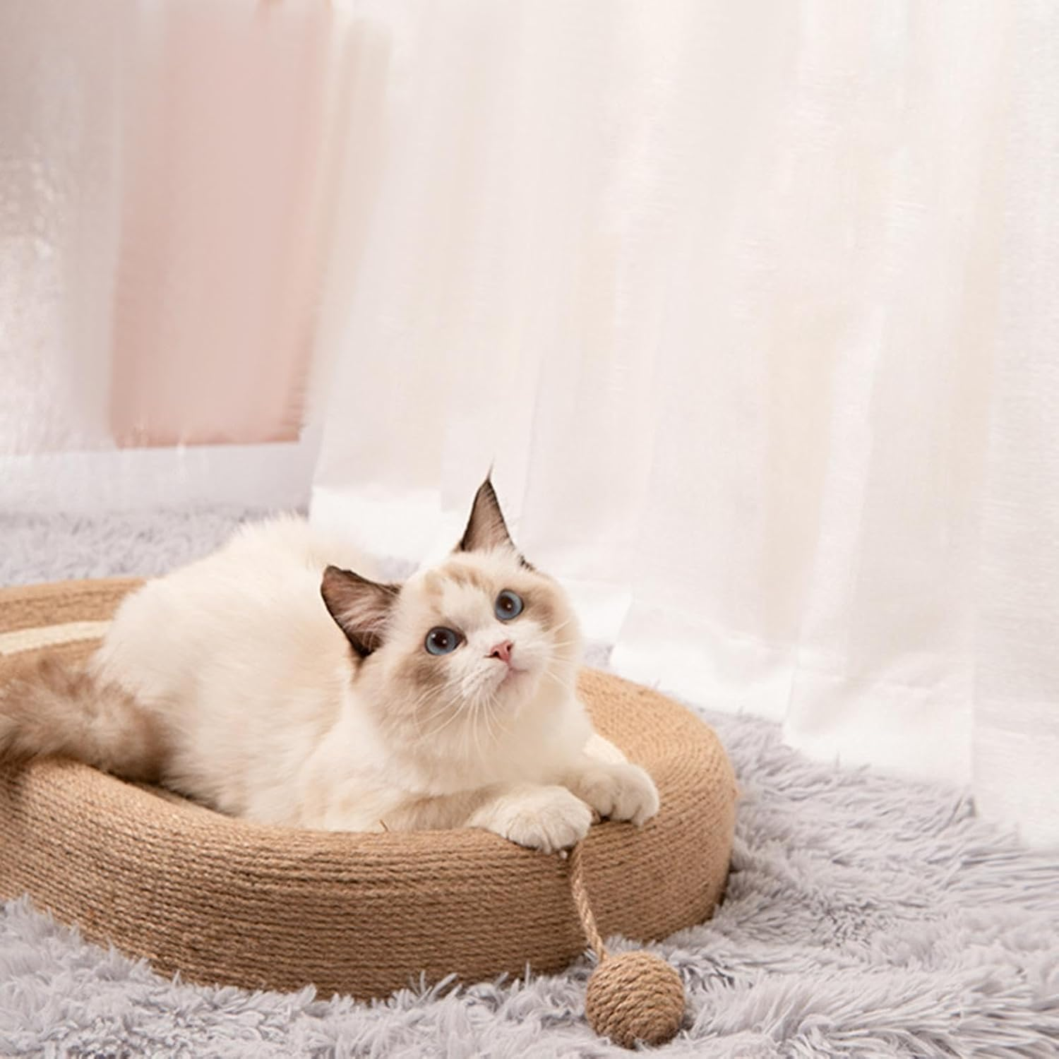 Cat Scratcher Lounge Bed Interactive Toy Ball Scratcher Pad Scratching Bed Pet Cushion Cat Scratching Mat for Sleeping Playing Indoor Cats image number 2