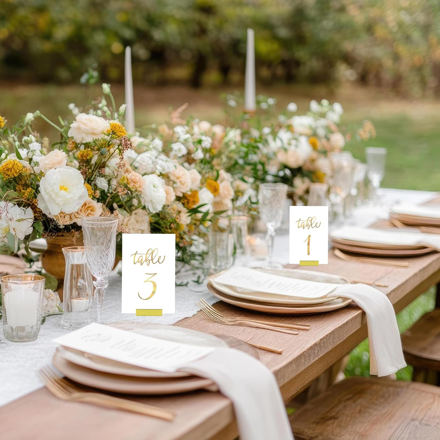 ORNAROVI 12 PCS Gold Table Card Holders, Metal Table Number Stands, L-Shaped Placecard Holders for Table Price Tags Food Signs, Vintage Number Holder for Wedding Reception (Gold) image number 3