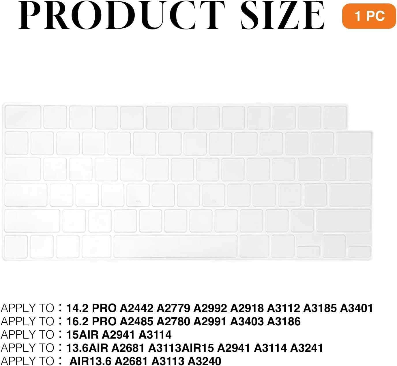 Premium Keyboard Cover Protector for Macbook Pro M1/M2/M3/M4 (14"/16") and Macbook Air M2/M3/M4 (13"/15"), Clear, Reusable, Washable, Thin, TPU - Compatible with US Layout image number 5