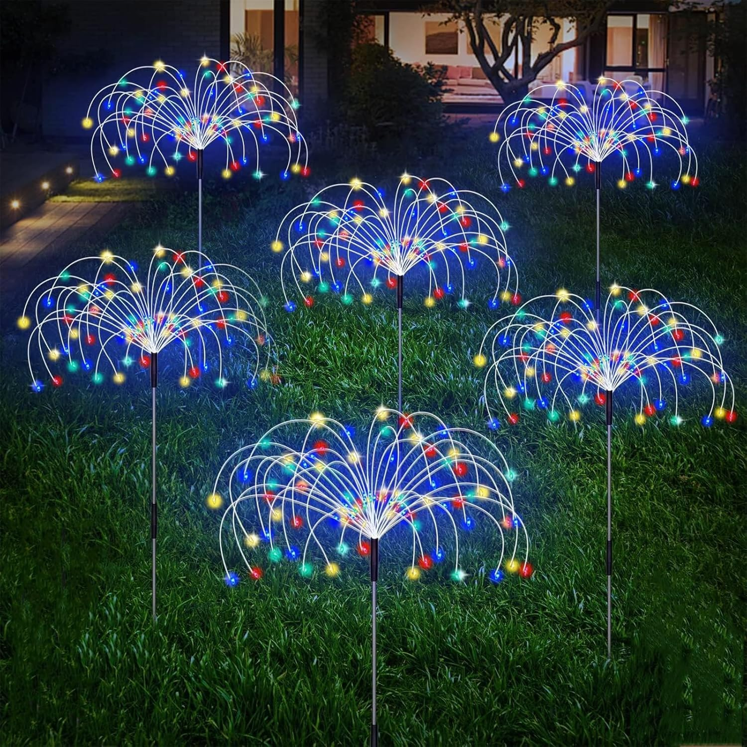Koboko Solar Fireworks Garden Lights, 60 LED Solar Garden Light Outdoor, 8 Modes Solar Lights Garden Decoration, Waterproof Fireworks Lights, Coloured Solar Lights for Outdoor Yard Balcony Patio image number 2