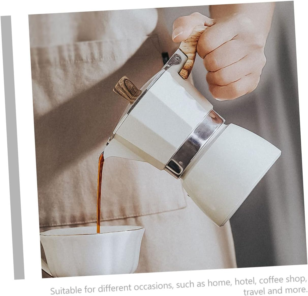 VINTORKY Aluminum Pot Hand Brew Coffee Maker Portable Espresso Pot Dripper for Tea House image number 4