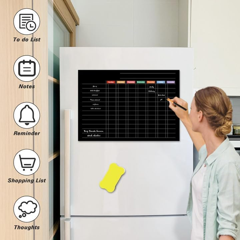 Yakiter Magnetic Fridge Calendar, Weekly Refrigerator Planner, Reusable Calendar with Dry Erase Board and 3 Markers, Kitchen Whiteboard (Weekly) image number 4