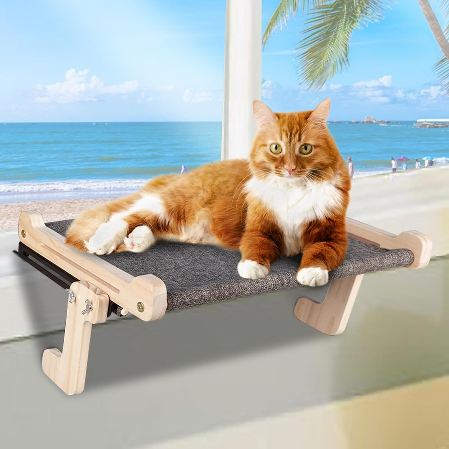 Powerking Cat Window Perch Lounge Mount Window Hammock Kitten Seat Bed Shelves for Indoor Cats No Drilling No Suction Cup (Grey) image number 6