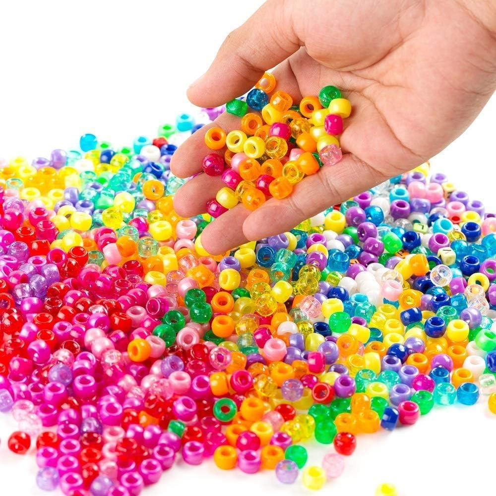 INSCRAFT Pony Beads, 33,00 Pcs 9Mm Pony Beads Set in 23 Colors with Letter Beads, Star Beads and Elastic String for Bracelet Jewelry Making By image number 4